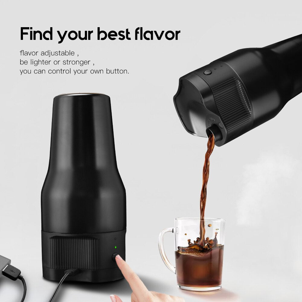 New2 in 1 Capsule & Ground Mini Espresso Portable Coffee Maker Hot and Cold Extraction USB Electric Coffee Powder Making Machine