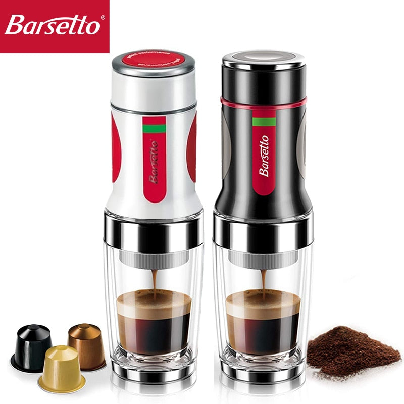 barsetto Manual Coffee machine ， Portable Espresso Coffee maker ，Outdoor Travel Hand press Powder/capsule coffee machine